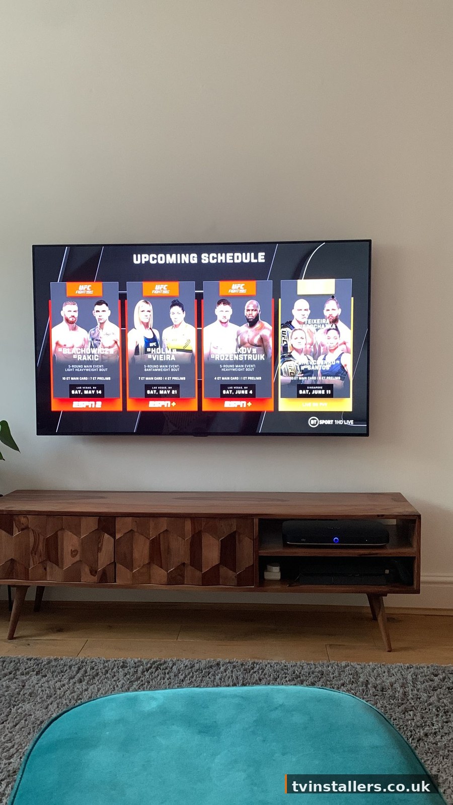Clean living room TV installation
